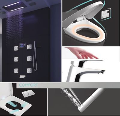 新摩登落地式浴室柜 智能设备配件引领卫浴生活新风尚